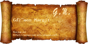 Gémes Margit névjegykártya